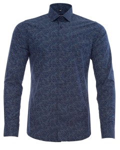 Granatowa koszula w niebiesko - brązowe wzory Oliver X033DR5