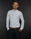 Biała Koszula w granatowe kwiaty Oliver X061DR5